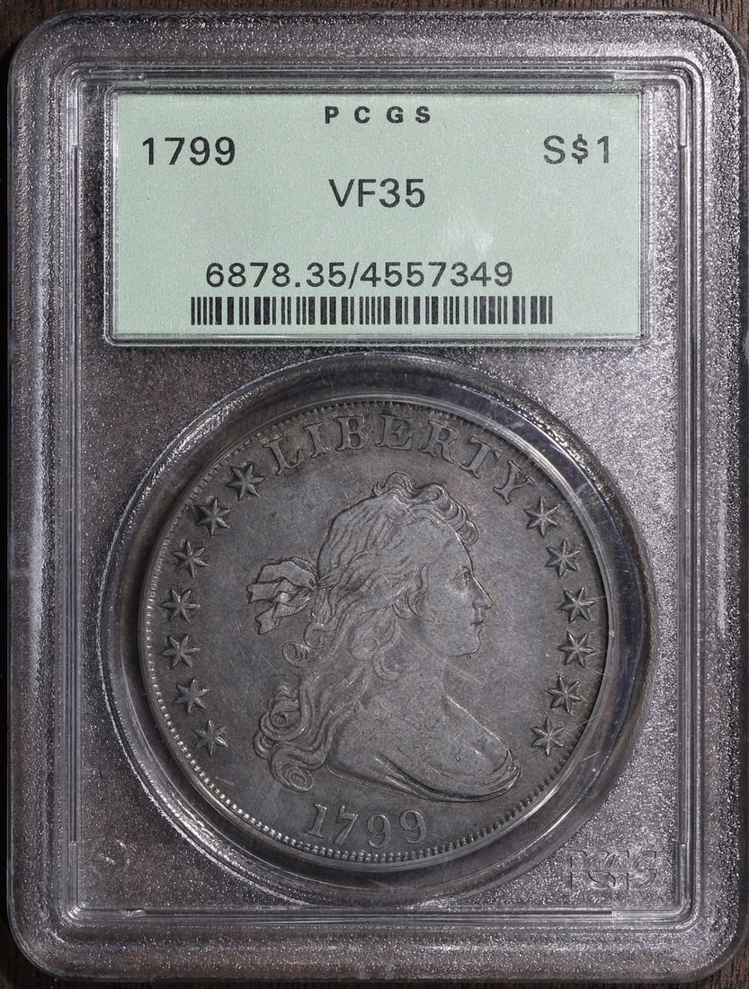 1799 Draped Bust Silver Dollar PCGS VF35 Certified Old Green Label (1 of 4)