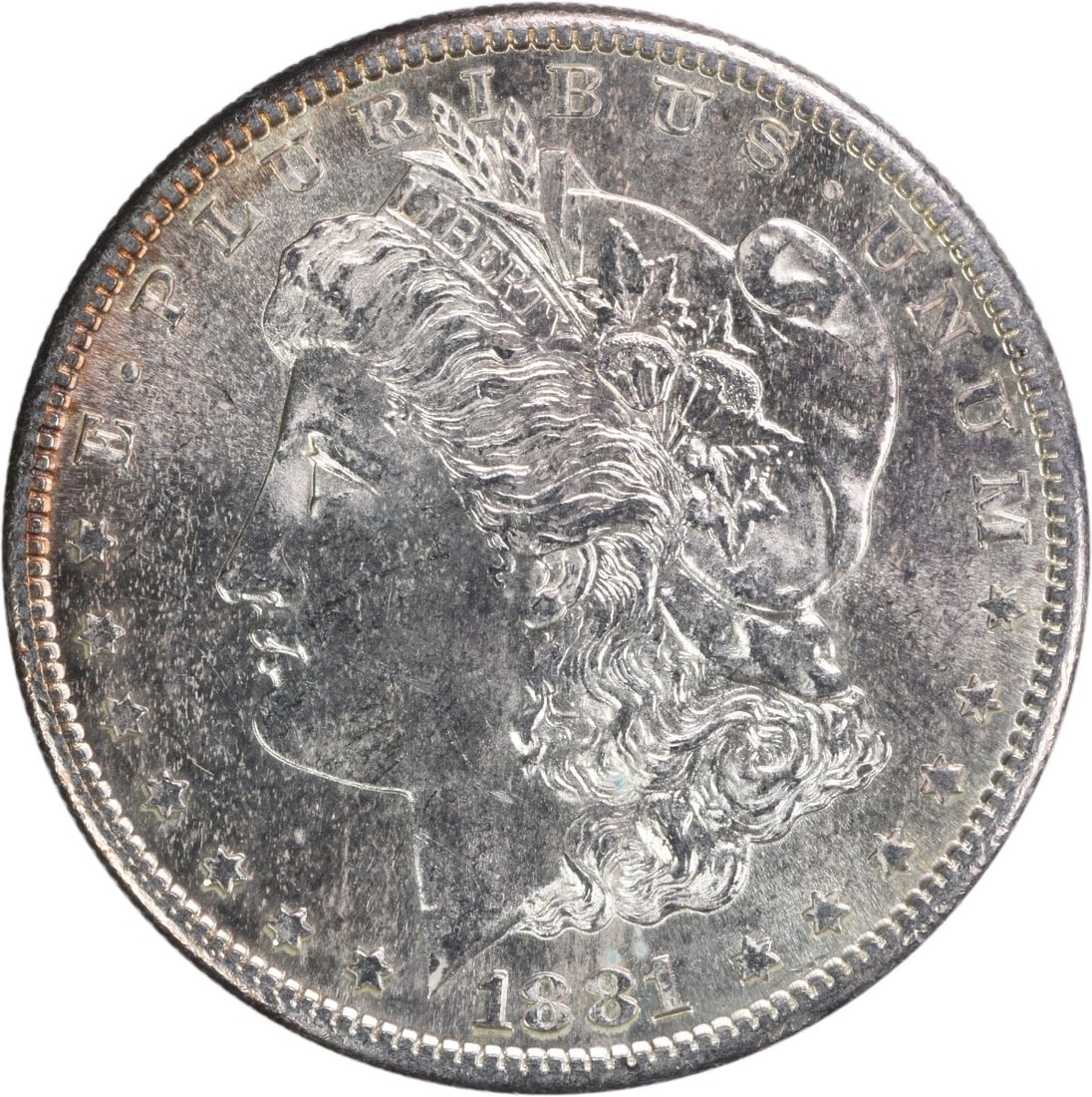 1881-S Morgan Silver Dollar Choice BU Uncertified Silver Coin: 1881-S Morgan Silver Dollar Choice BU Uncertified Silver Coin This stunning 1881-S Morgan Silver Dollar showcases its striking design and gleaming finish, classified as Choice BU (Brilliant Uncirculat