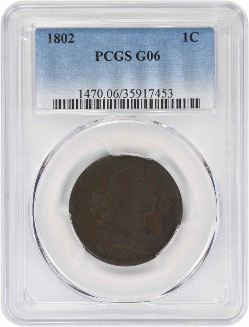 1802 Draped Bust Large Cent PCGS Graded G06 Copper Coin (1 of 2)