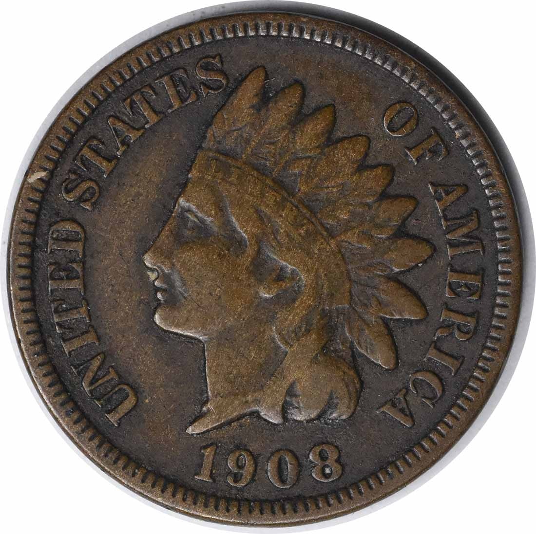 1908-S Indian Head Cent VF Uncertified Copper Coin (1 of 2)