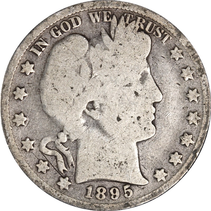 1895 Philadelphia Mint Silver Barber Half Dollar Coin (1 of 2)