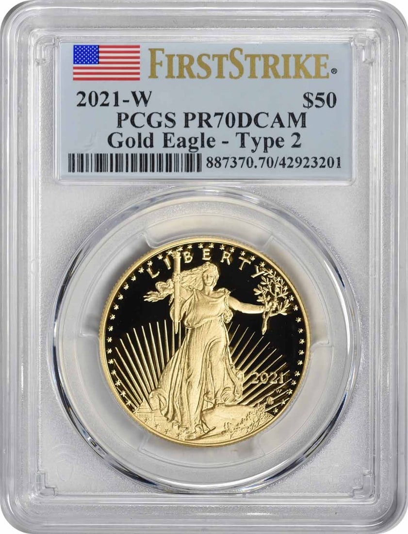 2021-W Gold Eagle Type 2 Proof Coin PR70DCAM PCGS First Strike 1 oz (1 of 2)