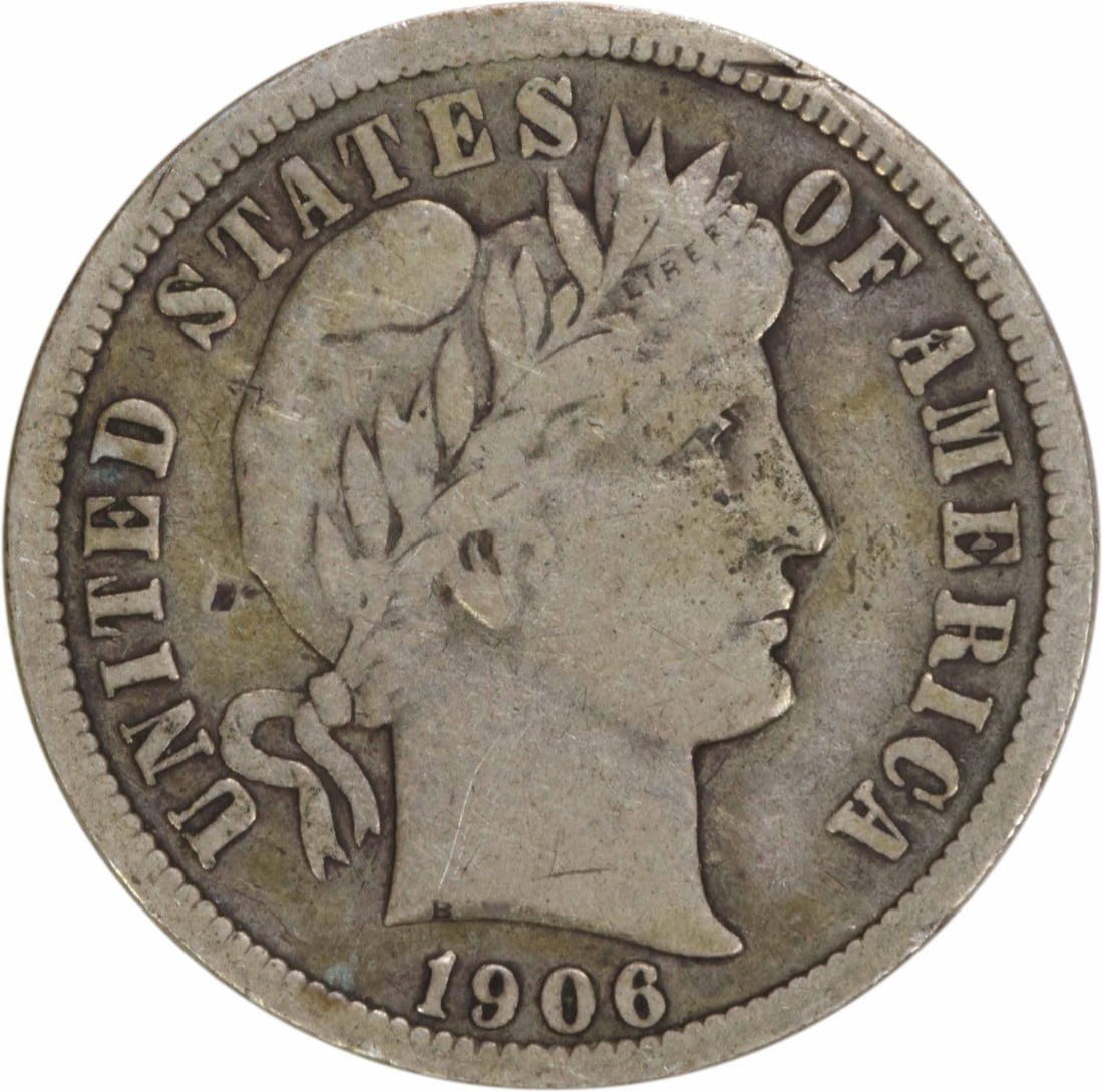 1906-O Barber Dime 10C 90% Silver Uncertified F Grade (1 of 2)