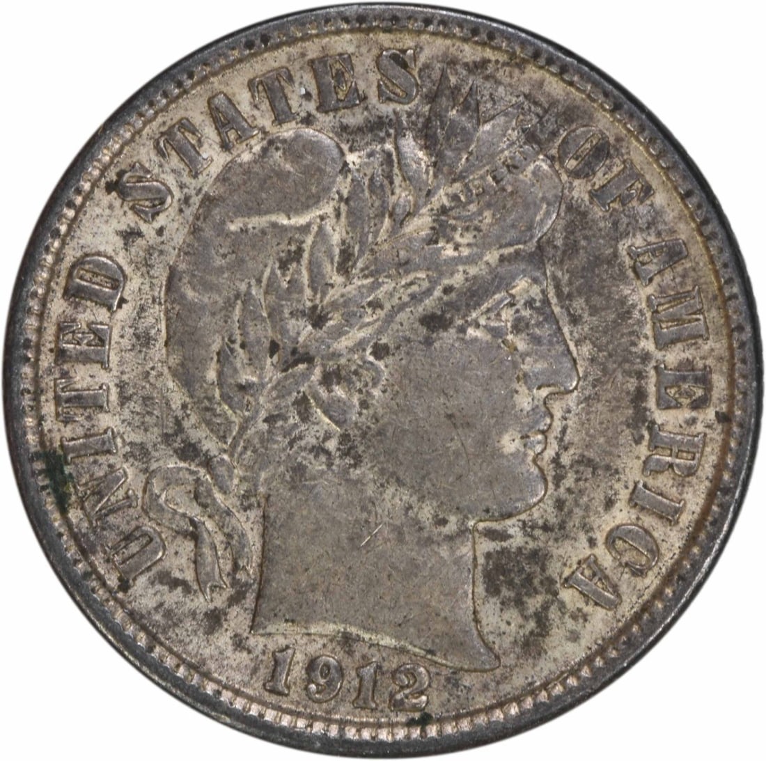 1912-D Barber Silver Dime AU Uncertified 10C Coin: 1912-D Barber Silver Dime AU Uncertified 10C Coin This 1912-D Barber Silver Dime features a striking design by Charles E. Barber and is part of the distinguished series of coins produced in the United