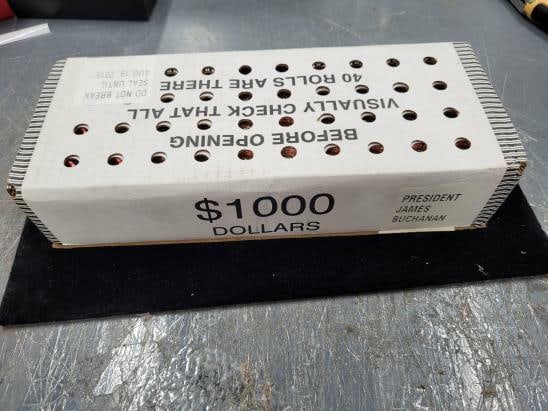Sealed Case of 1000 2010-P James Buchanan Presidential Dollar Coins Uncirculated: Sealed Case of 1000 2010-P James Buchanan Presidential Dollar Coins Uncirculated This is a sealed box containing 1,000 uncirculated 2010-P James Buchanan Presidential $1 coins. Struck at the Philadelp