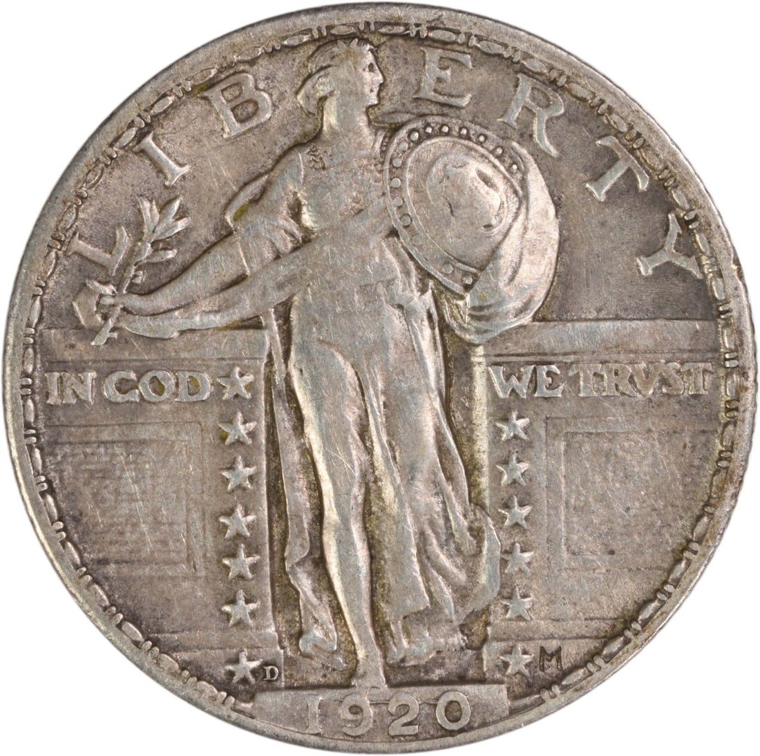 Standing Liberty 1920-D 25C Silver Quarter Choice EF Uncertified (1 of 2)