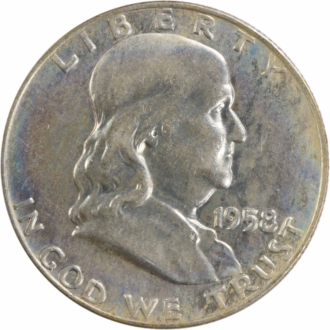 1958 Denver Franklin Half Dollar 90 Percent Silver AU Uncertified (1 of 2)