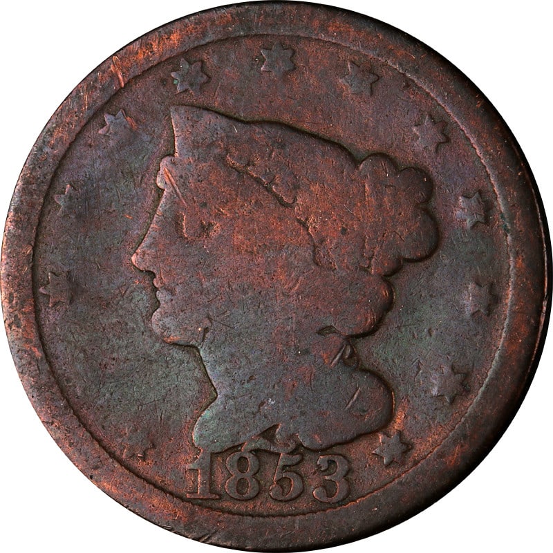 1853 United States Copper Half Cent Circulated Coin (1 of 2)