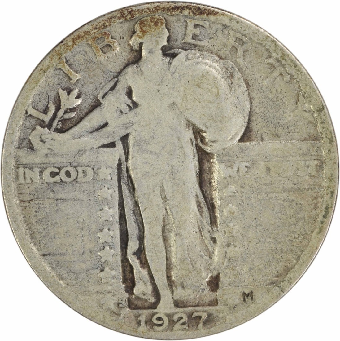 1927-S Standing Liberty Silver Quarter 25C Uncertified: 1927-S Standing Liberty Silver Quarter 25C Uncertified This 1927-S Standing Liberty Silver Quarter is a classic piece of American numismatic history. It features a beautiful design by Hermon A. Mac Ne