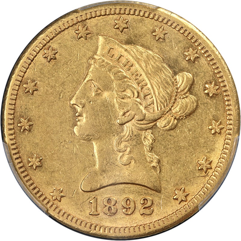 PCGS AU53 1892-CC Liberty $10 Gold Coin Carson City Mint (1 of 4)