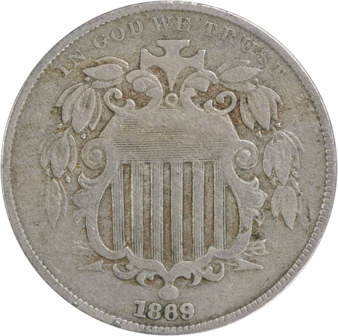 1869 Shield Nickel VF Uncertified 5C Philadelphia Mint (1 of 2)