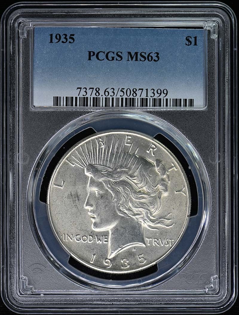 1935 Peace Dollar PCGS MS63 Uncirculated Philadelphia Coin (1 of 2)