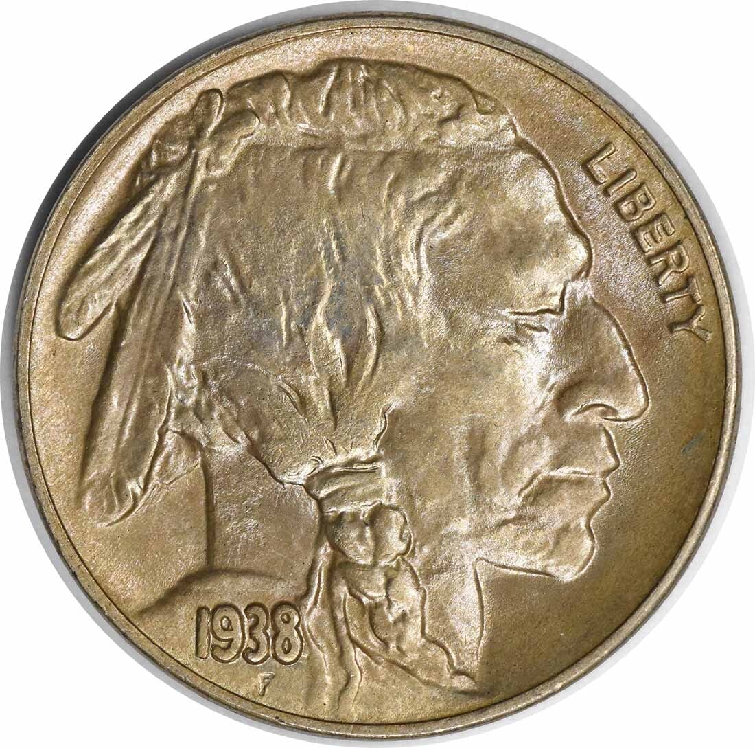 1938-D Buffalo Nickel OMM 1 Choice BU Uncertified 5C: 1938-D Buffalo Nickel OMM 1 Choice BU Uncertified 5C This 1938-D Buffalo Nickel is an uncirculated coin, showcasing a remarkable Choice BU grade. Minted in 1938 at the Denver mint, this nickel is made