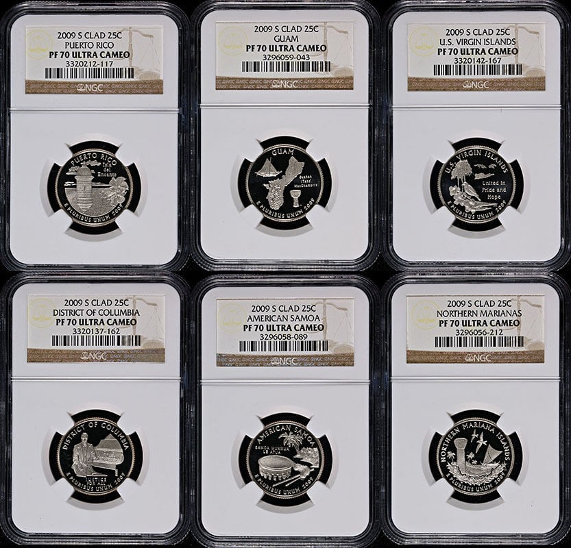 2009 S Proof DC and Territories Quarters 6 Piece NGC PF70 Ultra Cameo Set (1 of 4)