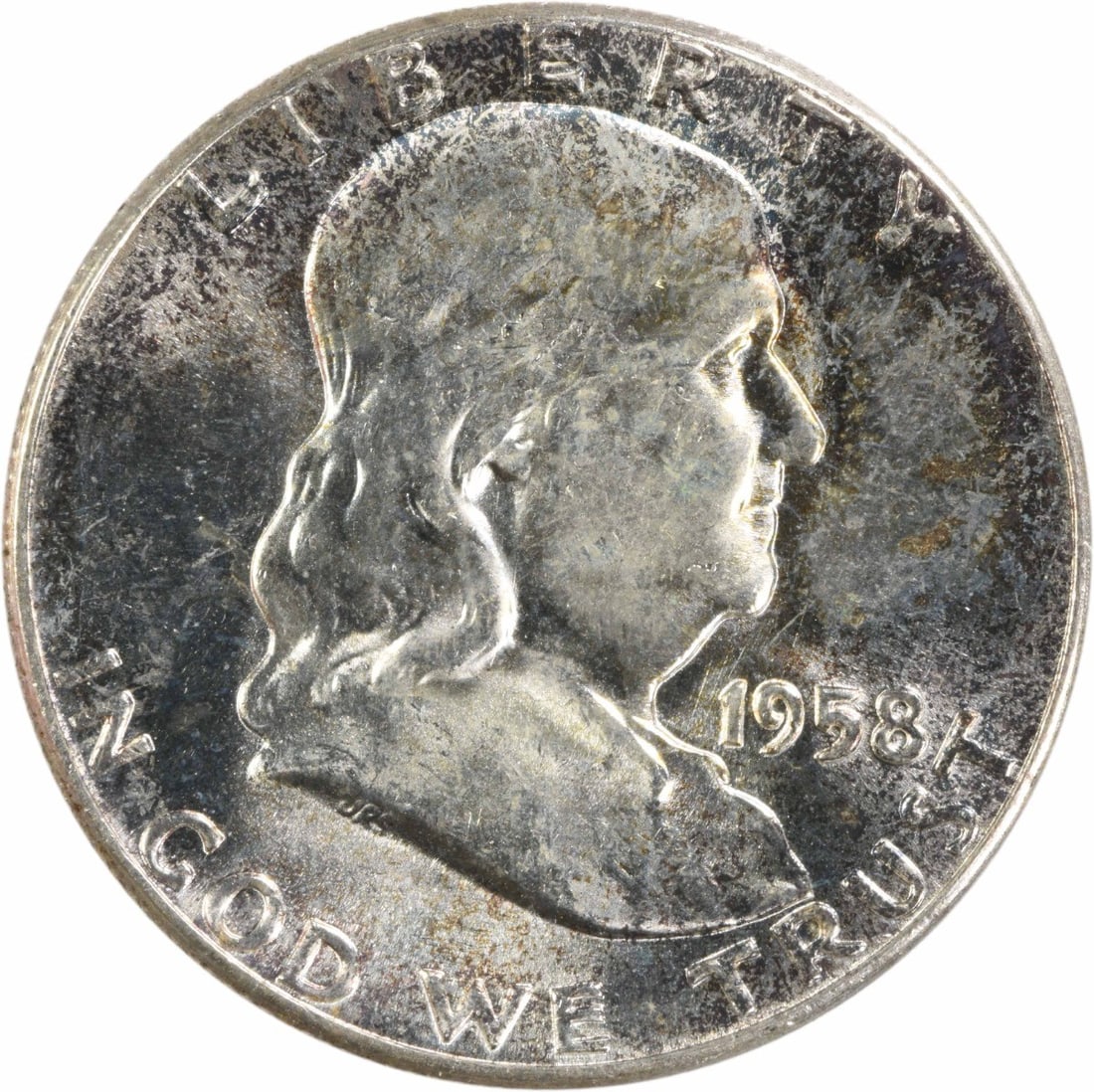 1958 Silver Franklin Half Dollar Choice Brilliant Uncirculated Uncertified (1 of 2)