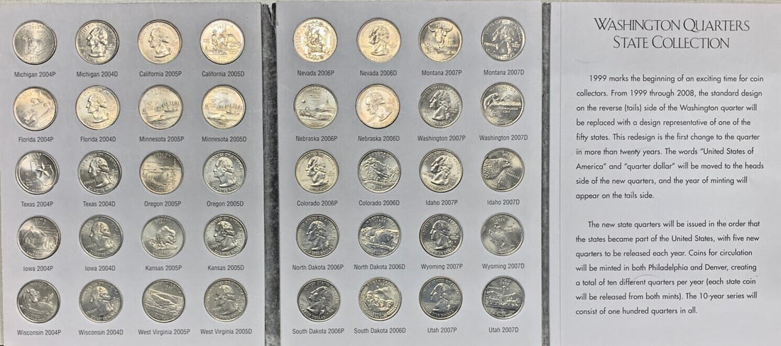 Complete 1999-2008 Washington State Quarters Set in Harris Folder (1 of 3)