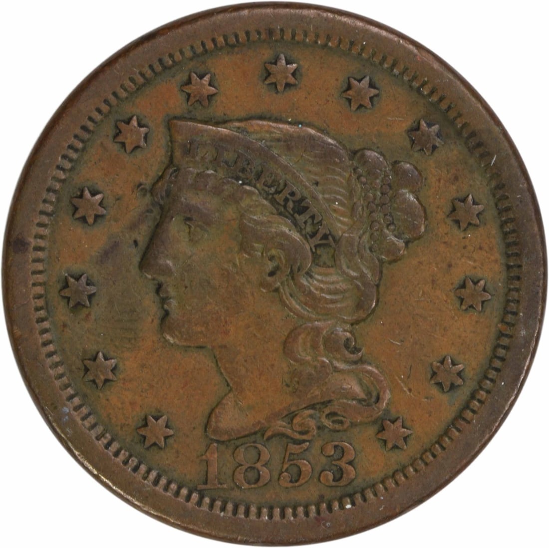 1853 Braided Hair Large Cent Copper EF Uncertified Philadelphia (1 of 2)