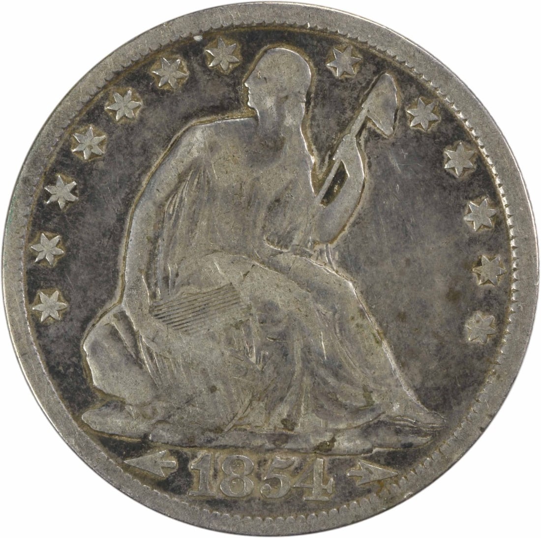 1854 Liberty Seated Half Dollar 90% Silver VG Uncertified (1 of 2)