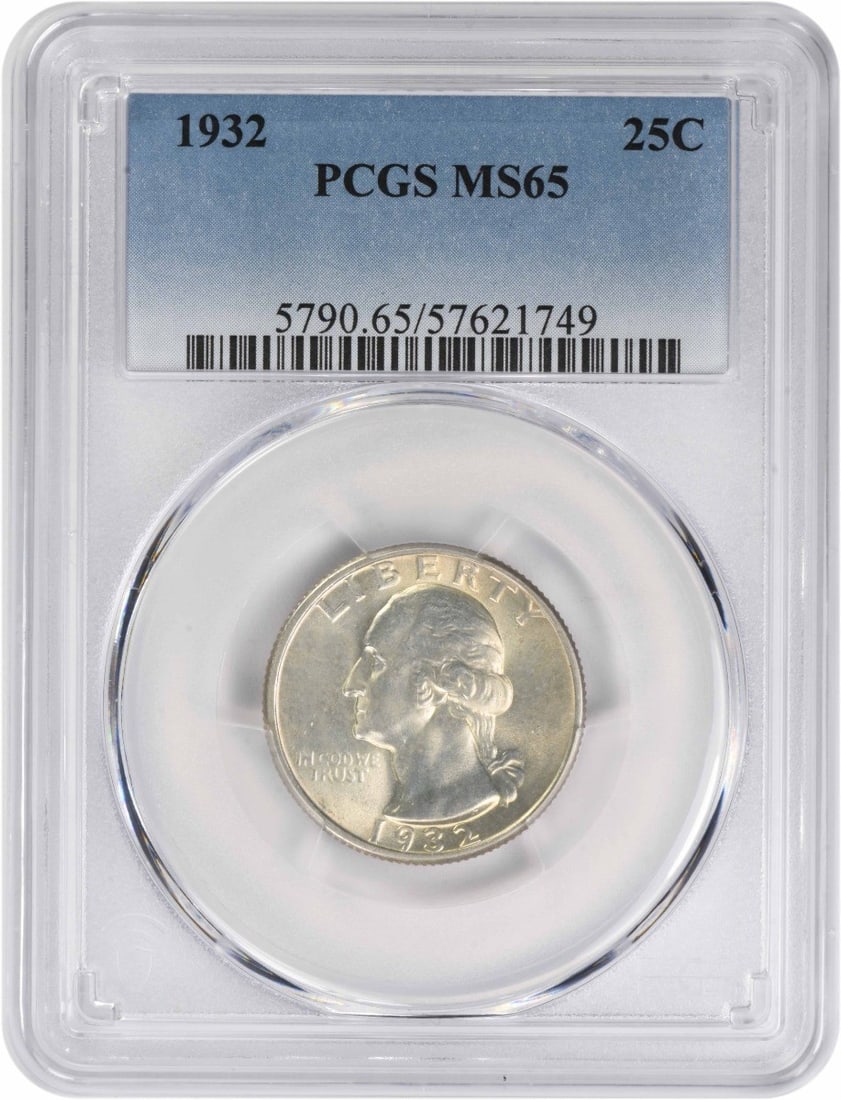 PCGS MS65 1932 Silver Washington Quarter United States Coin (1 of 2)