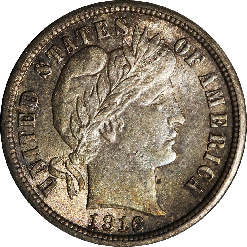 Silver Dime 1916 Philadelphia Mint Barber Series United States (1 of 2)
