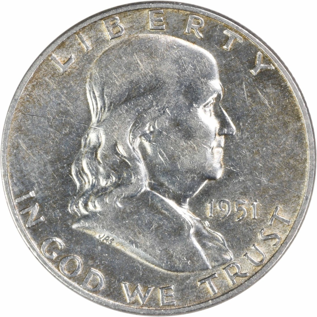 1951 Denver Mint Franklin 50C Silver Half Dollar About Uncirculated Uncertified (1 of 2)