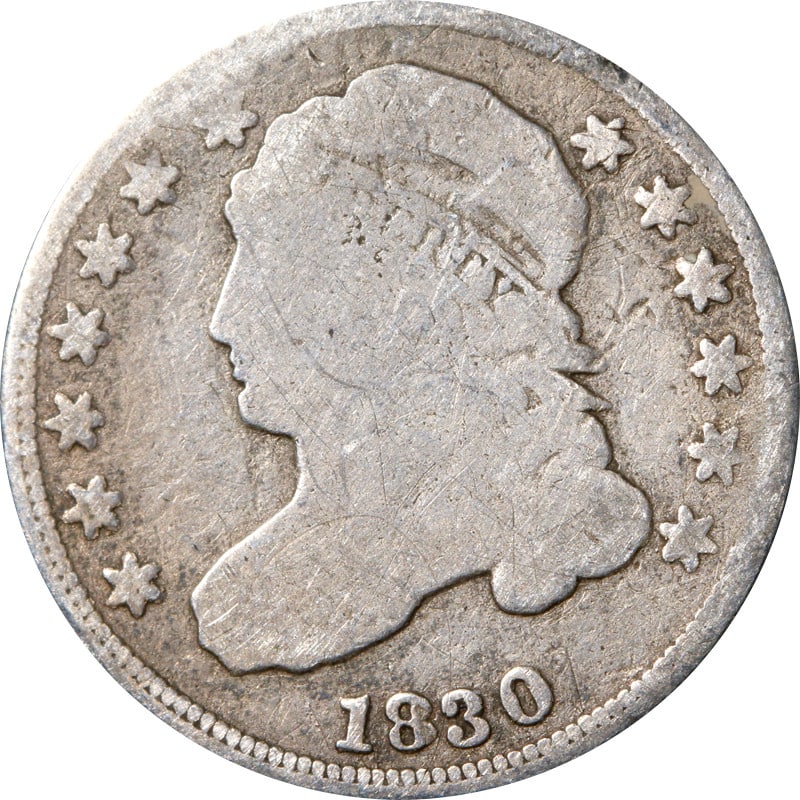 1830 Silver Dime United States Bust Circulated Coin (1 of 2)