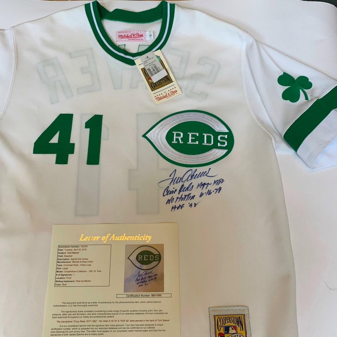 Tom Seaver Signed Cincinnati Reds Jersey with Hall of Fame Inscription JSA (1 of 8)