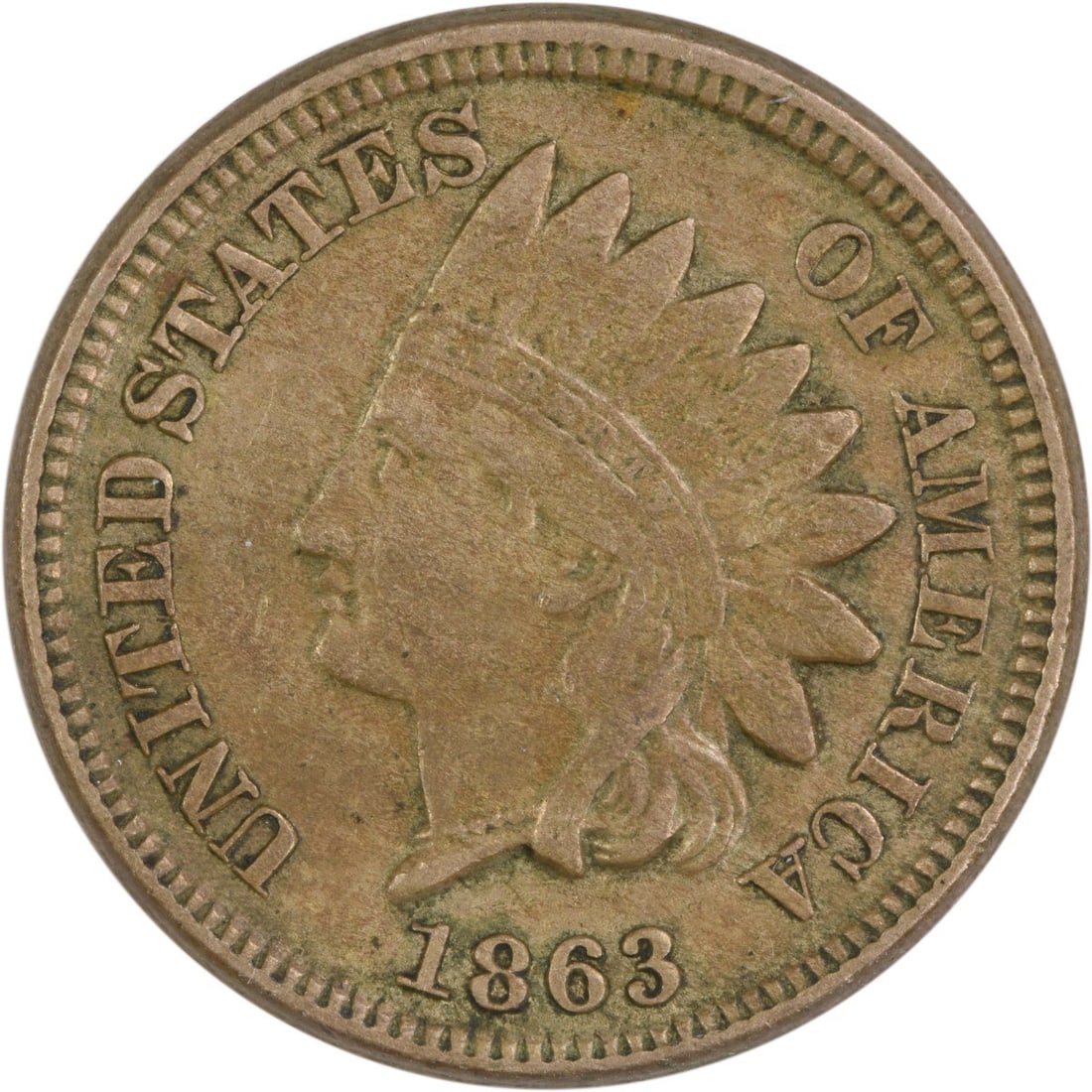 Indian Head Small Cent 1863 Philadelphia Copper Nickel EF Uncertified: Indian Head Small Cent 1863 Philadelphia Copper Nickel EF Uncertified This 1863 Indian Head Cent is a circulated, uncertified coin from the United States, minted in Philadelphia. Composed of 88% coppe