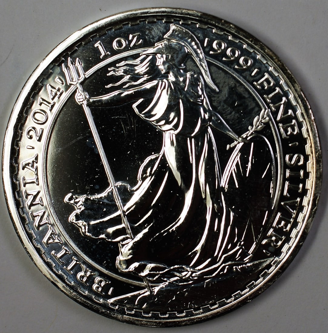 Uncirculated 2014 Silver 2 Pound Coin from United Kingdom: Uncirculated 2014 Silver 2 Pound Coin from United Kingdom The 2014 Britannia Silver 2 Pounds Coin is an uncirculated British coin minted in the United Kingdom. Featuring the iconic Britannia design, t