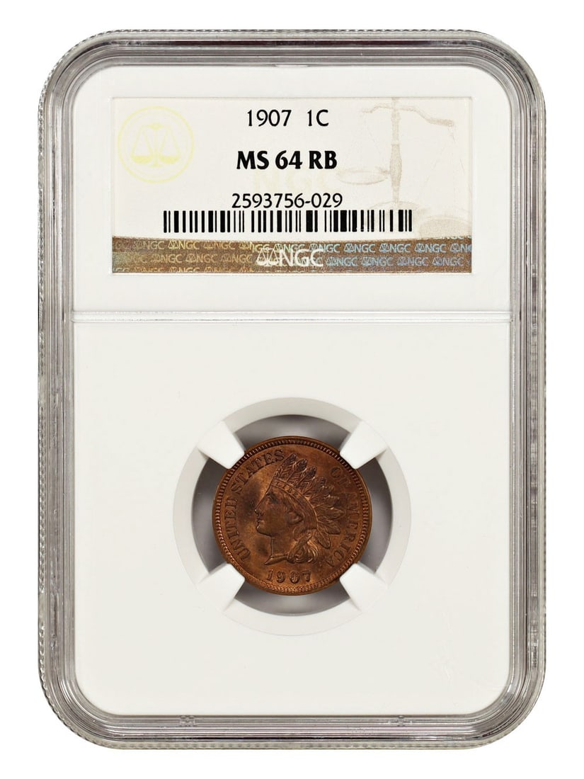 1907 Indian Head Cent NGC MS64RB Red Brown Certified (1 of 4)