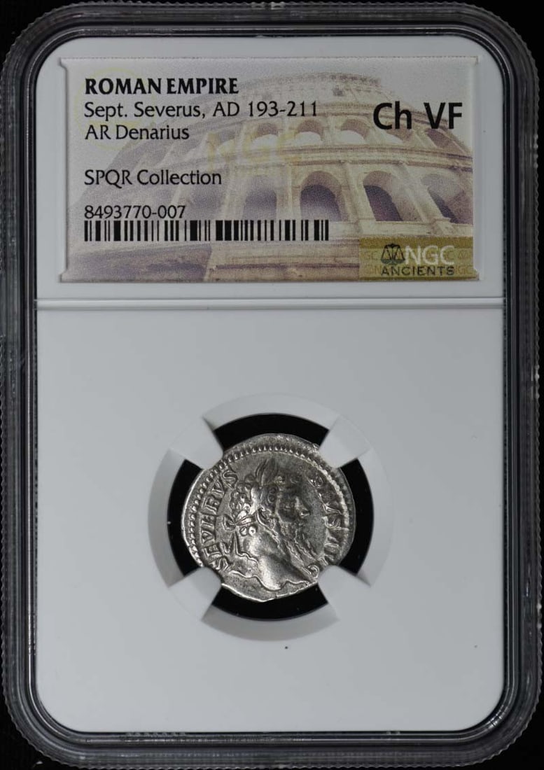 AR Denarius of Septimius Severus NGC VF30 Roman Empire Coin: AR Denarius of Septimius Severus NGC VF30 Roman Empire Coin This is a Roman Empire AR Denarius coin from the reign of Septimius Severus, dated AD 193-211. The coin has been certified by NGC and has re
