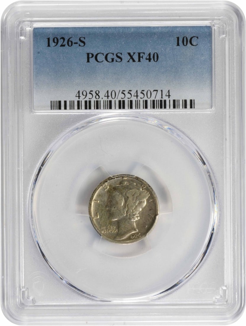 1926-S Mercury Dime EF40 Silver Coin Certified by PCGS (1 of 2)