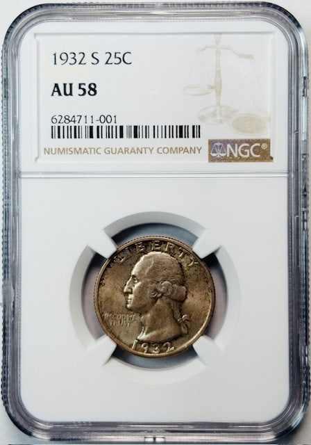 San Francisco Mint 1932 Silver Washington Quarter NGC AU 58 (1 of 2)