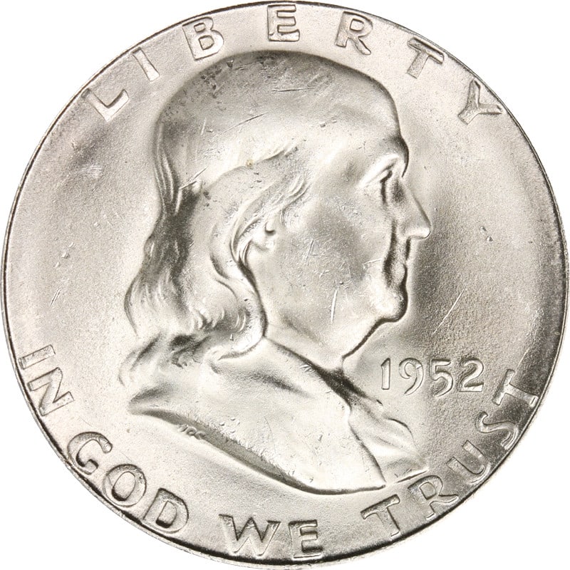1952-S Franklin Half Dollar Coin 90% Silver Circulated (1 of 2)