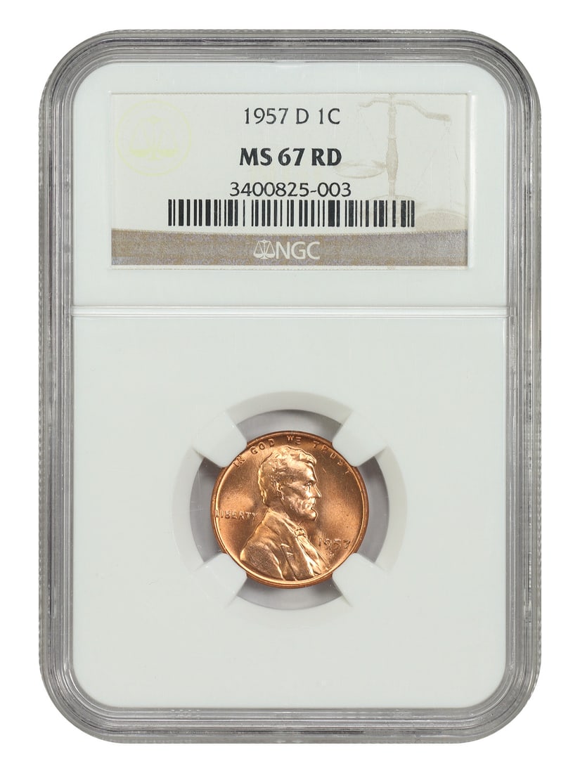 Lincoln Wheat Cent 1957-D NGC MS67 Red Uncirculated 1C (1 of 4)
