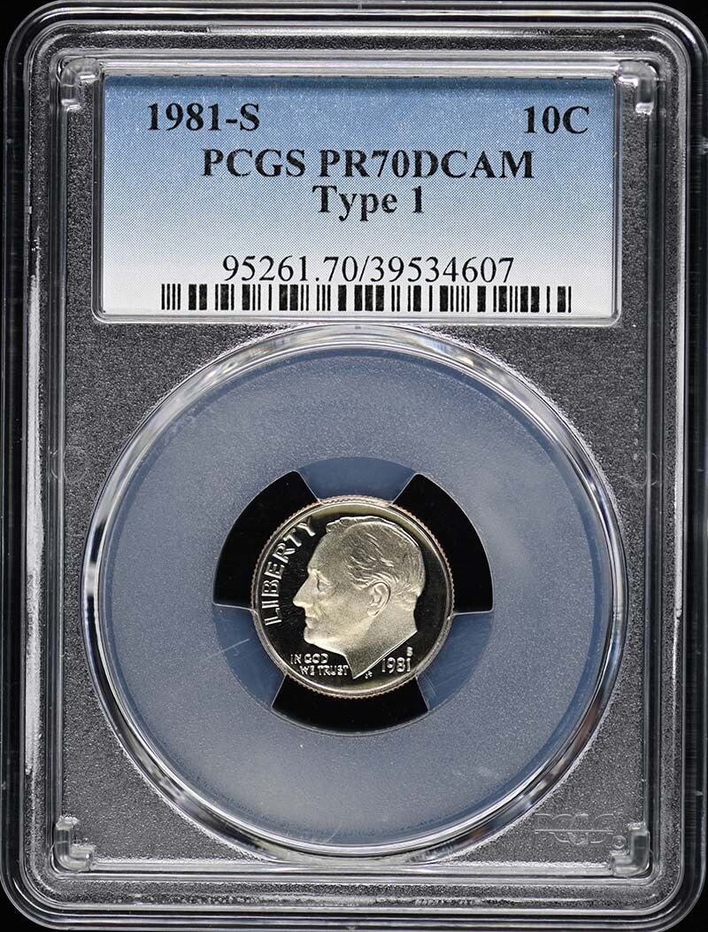 1981-S Roosevelt Dime PCGS PR70DCAM Uncirculated Proof Coin: 1981-S Roosevelt Dime PCGS PR70DCAM Uncirculated Proof Coin This 1981-S Type 1 Roosevelt Dime is a stunning example of numismatic artistry, certified by PCGS with a perfect grade of PR70DCAM. Struck i