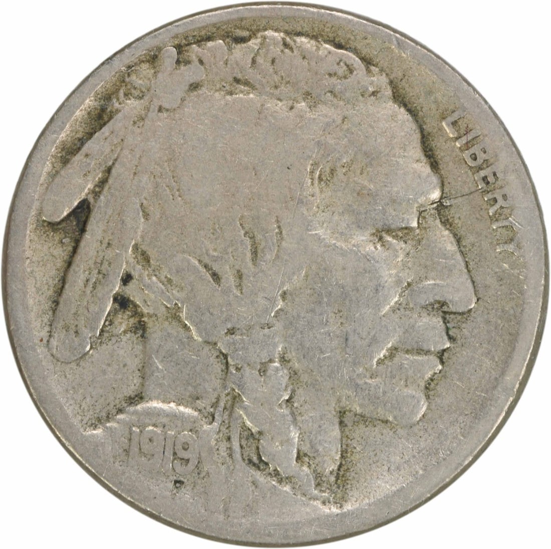 1919-S Buffalo Nickel 5C Circulated F Uncertified Coin (1 of 2)