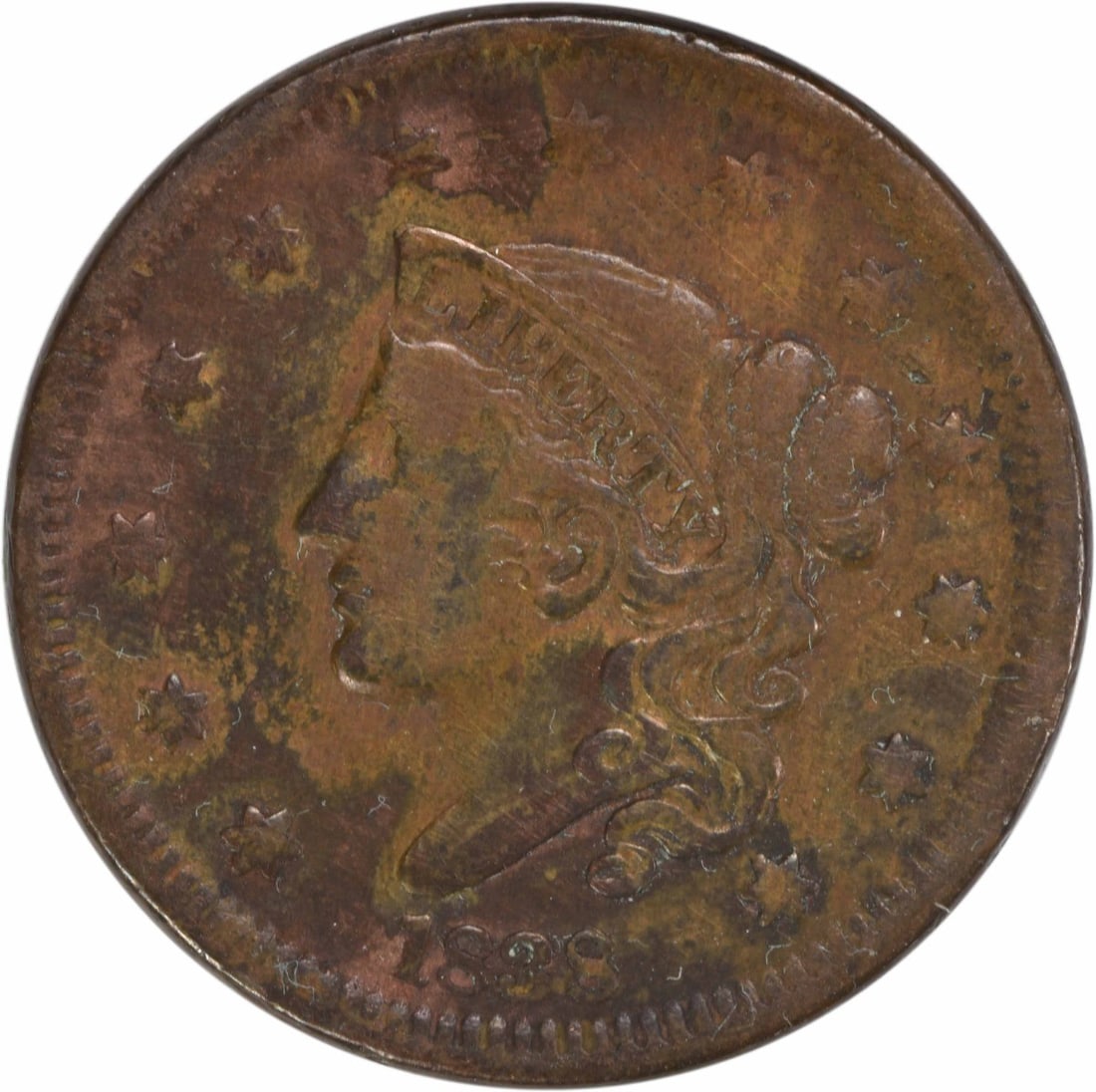 1838 Coronet Head Large Cent Copper VF Uncertified (1 of 2)