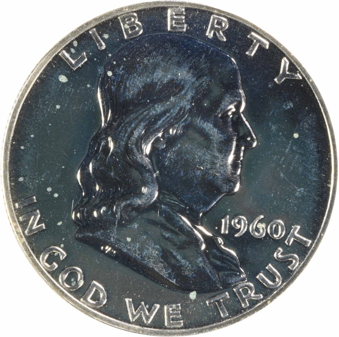 1960 Silver Franklin Half Dollar Proof Plus Uncertified Coin: 1960 Silver Franklin Half Dollar Proof Plus Uncertified Coin This is a 1960 Franklin Silver Half Dollar, featuring a proof strike and graded as Choice Proof+. The coin is uncirculated, uncertified, an
