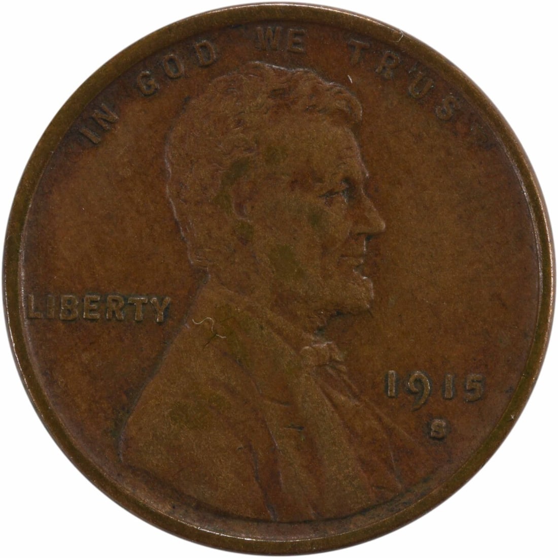 1915-S Lincoln Wheat Cent XF Copper Uncertified Coin (1 of 2)