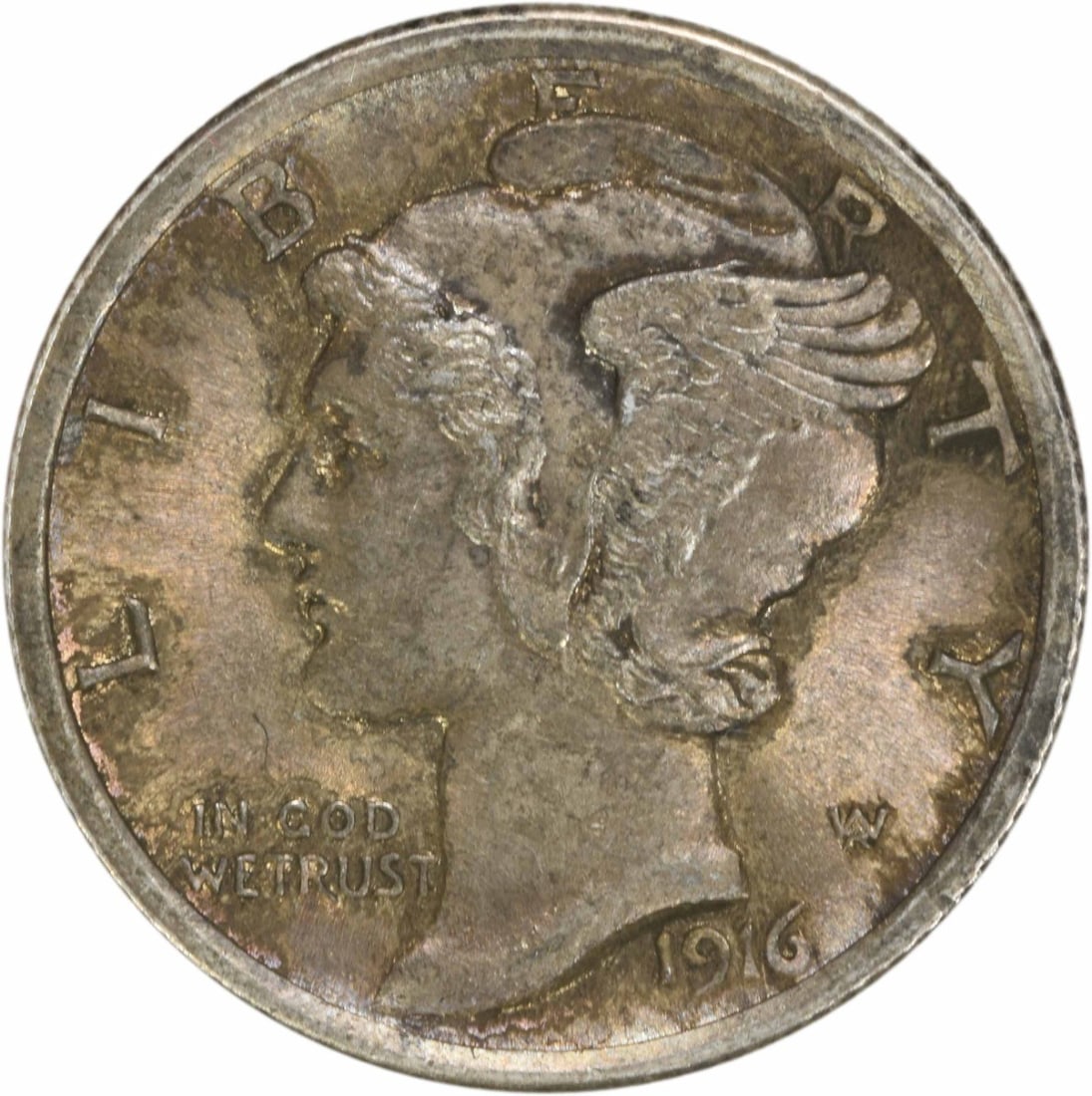 1916 Mercury Dime Circulated Uncertified 90% Silver Coin: 1916 Mercury Dime Circulated Uncertified 90% Silver Coin This 1916 Mercury Silver Dime is a remarkable piece of American numismatic history, featuring a design by the renowned artist Adolph Alexander