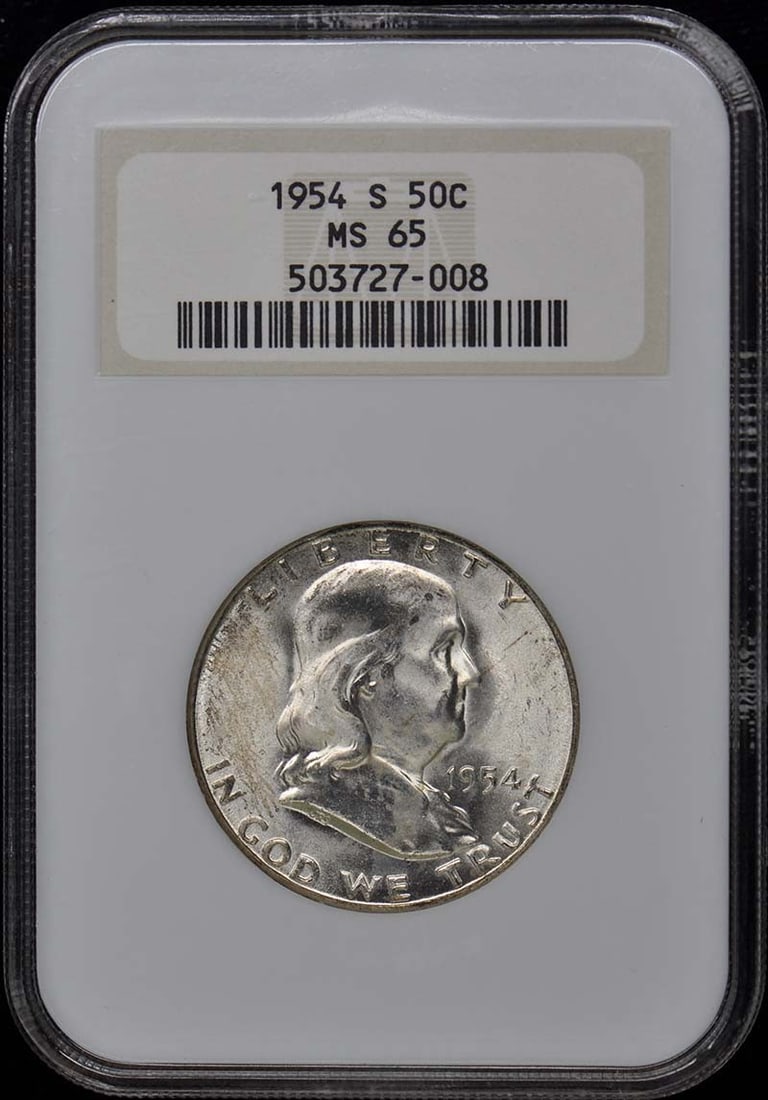 1954-S Franklin Half Dollar NGC MS65 Uncirculated Coin (1 of 2)