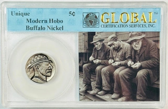 US 5 Cent Copper-Nickel Coin Certified by US Mint: US 5 Cent Copper-Nickel Coin Certified by US Mint This item is a Hobo Nickel featuring global certifications. It is composed of copper-nickel, with a denomination of 5 cents, originating from the USA.