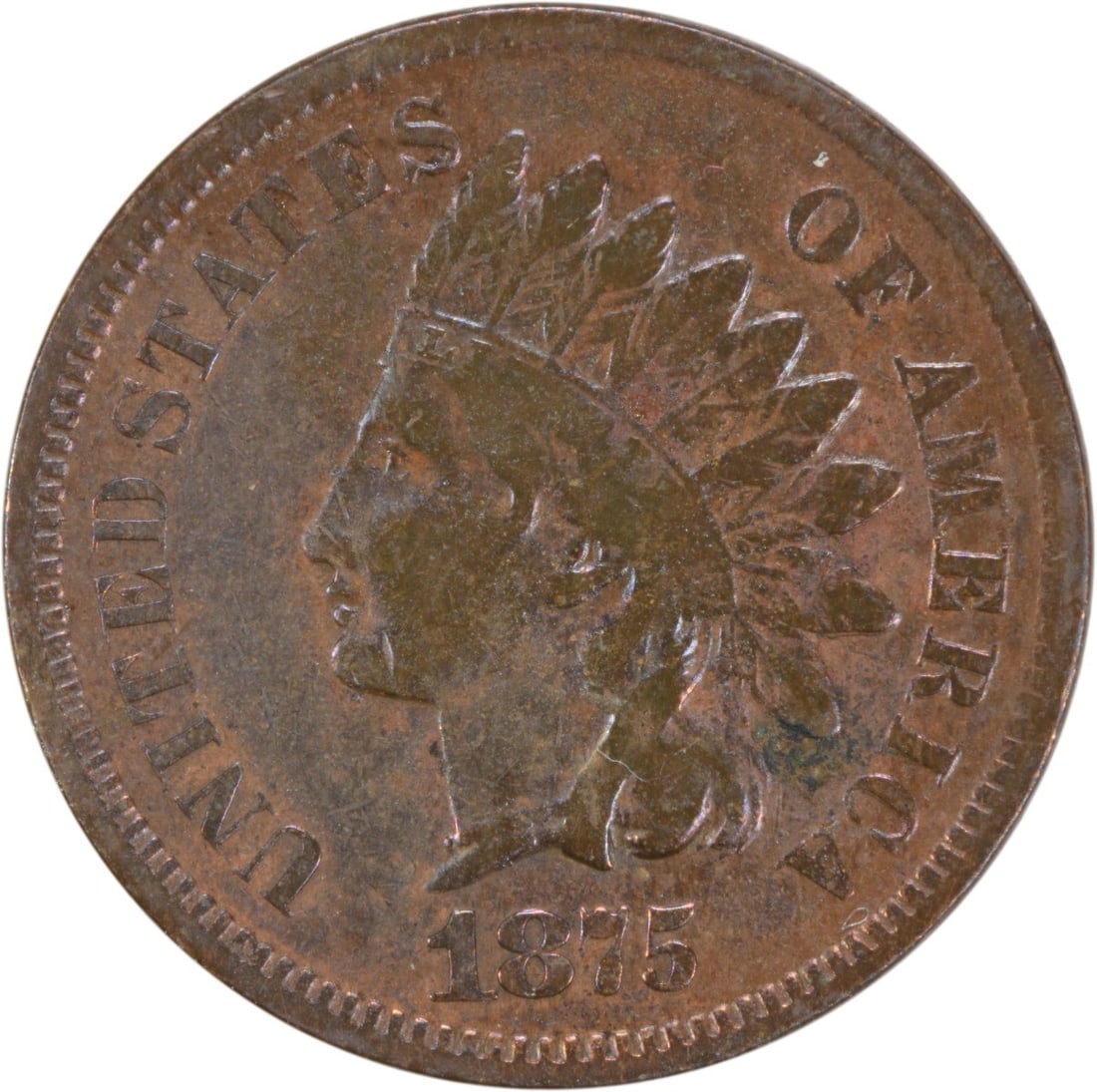 1875 Indian Head Cent F Grade Uncertified Philadelphia Mint: 1875 Indian Head Cent F Grade Uncertified Philadelphia Mint This 1875 Indian Cent features the iconic design by James Barton Longacre, showcasing the Indian Head. Minted in Philadelphia, this coin is