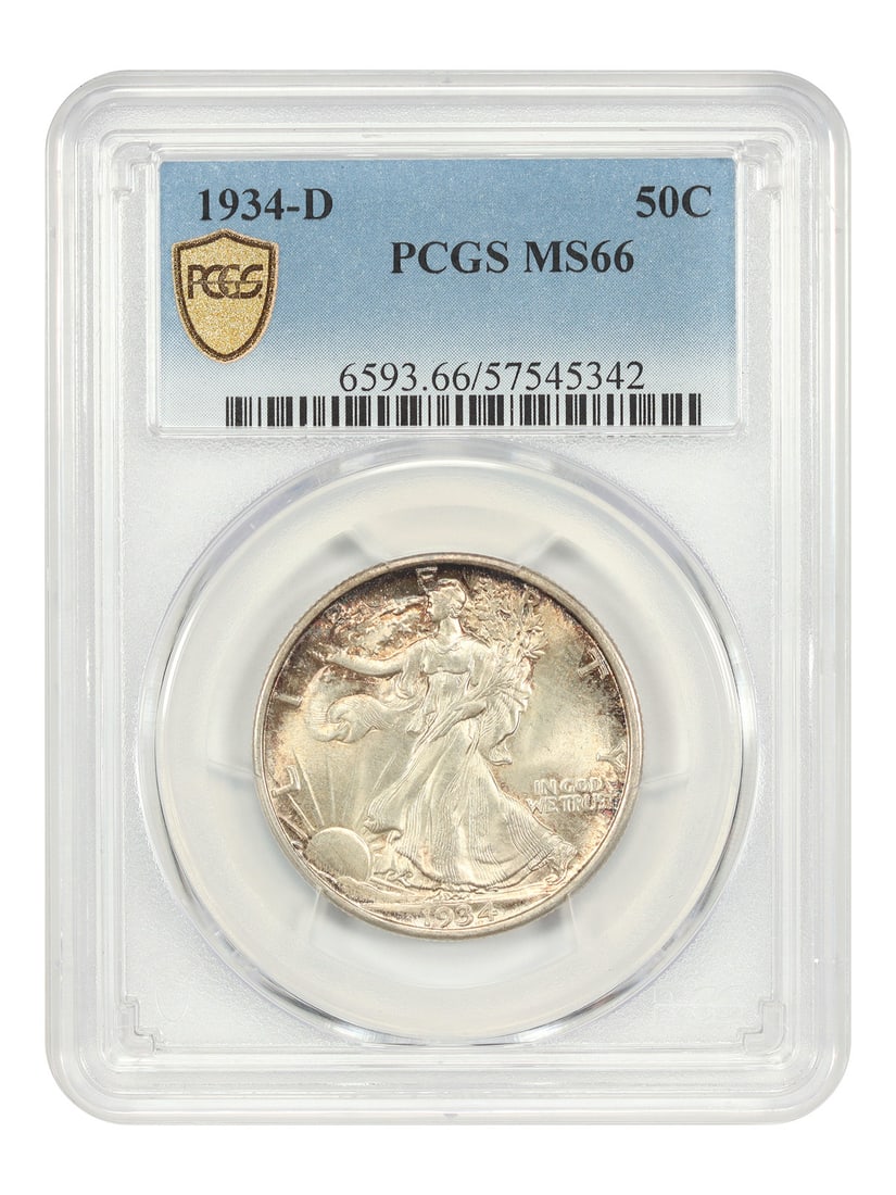 PCGS MS66 1934 Denver Walking Liberty Half Dollar 50 Cent Coin (1 of 4)