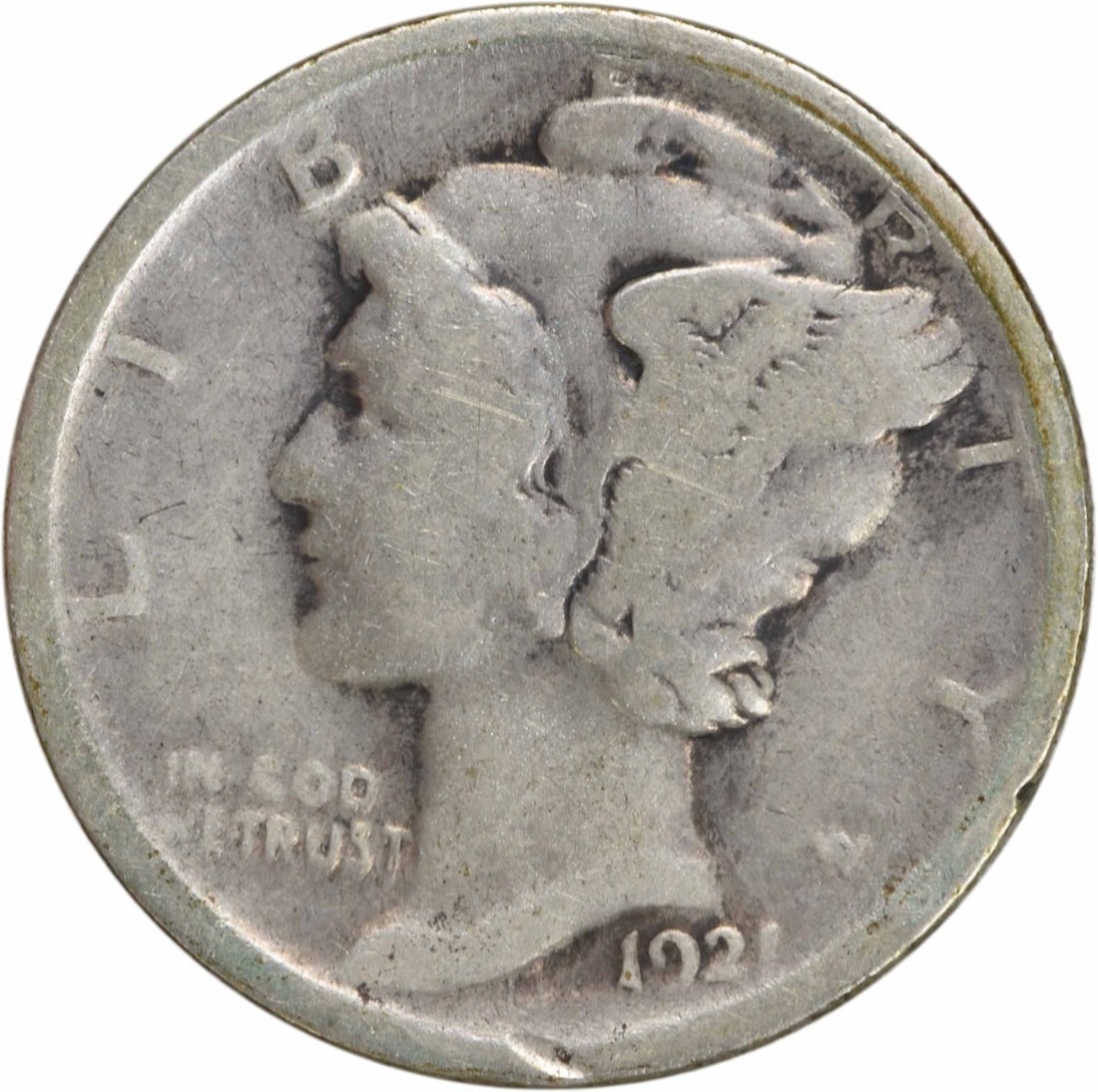 1921 Mercury Silver Dime 90% Uncertified Circulated Coin: 1921 Mercury Silver Dime 90% Uncertified Circulated Coin This 1921 Mercury Silver Dime is a captivating piece of American numismatic history. Minted in Philadelphia, this coin features the iconic desi