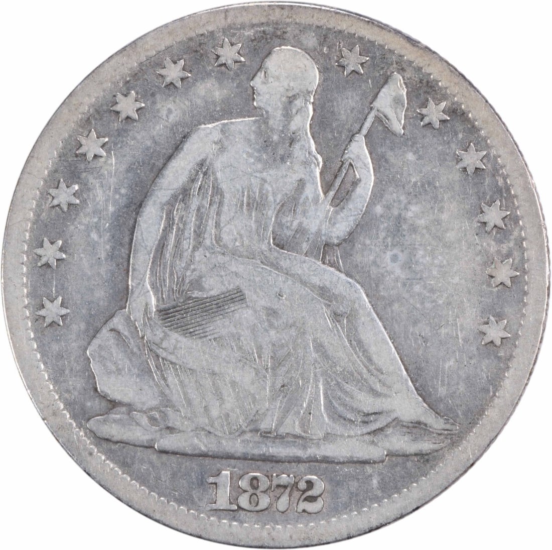 1872-CC Liberty Seated Half Dollar 90% Silver Uncertified Coin (1 of 2)