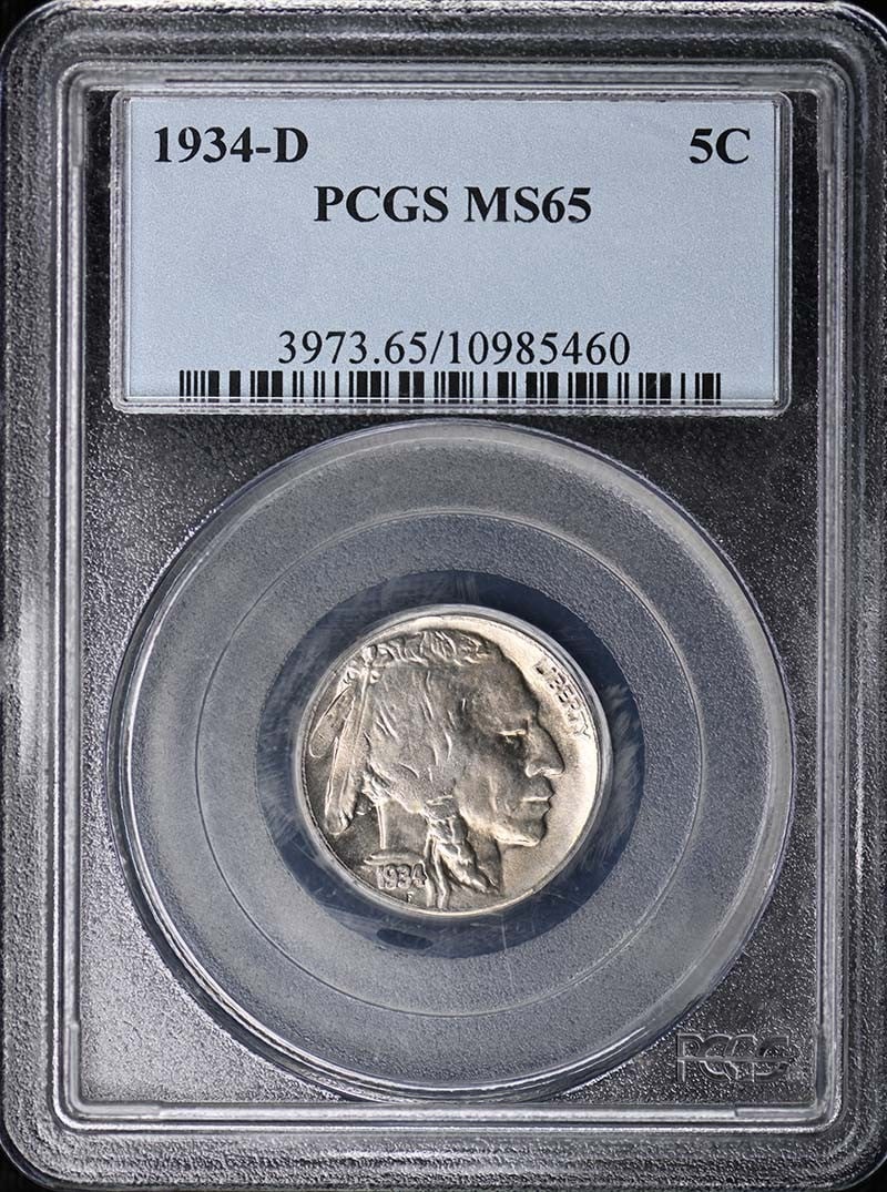 Buffalo Nickel 1934 Denver Five Cent PCGS Certified MS65 (1 of 4)