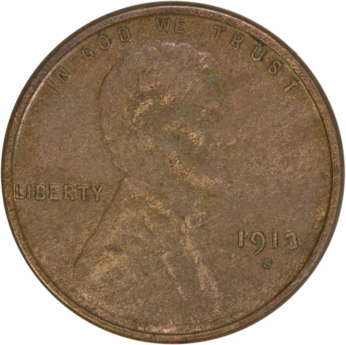 1913-S Lincoln Wheat Cent EF Uncertified Copper Coin (1 of 2)