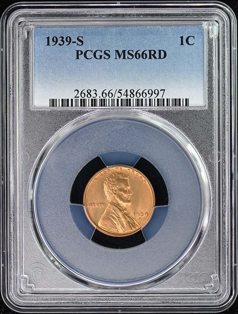 1939-S Lincoln Cent Type 1 Wheat Reverse PCGS MS66RD (1 of 2)